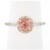 Image 2 : NEW 14K TT Gold GIA NO HEAT Padparadscha Sapphire & Diamond Halo Engagement Ring