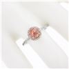 Image 4 : NEW 14K TT Gold GIA NO HEAT Padparadscha Sapphire & Diamond Halo Engagement Ring