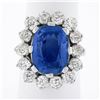 Image 2 : New Platinum AGL Ceylon NO HEAT Old Cut Sapphire Old Mine Diamond Large Ring