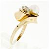 Image 9 : Antique 14k Gold 7.2mm Pearl .58 ctw Old Mine Cushion Diamond Bypass Cocktail Ri