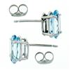 Image 4 : New 14K White Gold 2.84 ctw Oval Prong Set Aquamarine Open Basket Stud Earrings