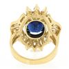 Image 7 : 18K Gold 7.72 ctw GIA Large Oval Sapphire w/ Round Marquise Diamond Cocktail Rin