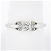 Image 1 : Antique Art Deco Platinum 0.32 ctw Cushiony Round Diamond Solitaire Petite Ring