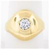 Unisex 18k Gold 0.73 ctw Round Bezel Diamond Polished Solitaire Dome Bombe Ring