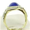 Image 6 : Antique Art Deco 10k White Yellow Gold Bezel Marquise Cabochon Lapis Lazuli Ring
