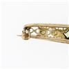 Image 5 : Antique Art Nouveau 14k Yellow Gold Peridot Seed Pearl Open Work Bar Pin Brooch