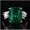 Image 1 : 6.63 ctw Emerald and 0.35 ctw Diamond 18K White Gold Ring
