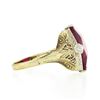 Image 5 : Antique Edwardian 14K TT Gold Faceted Roll Top Red Stone Solitaire Engraved Ring