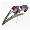 Image 6 : Vintage 18k Black Gold Large Tsavorite Garnet Ruby Diamond Calla Lily Brooch Pin