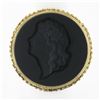 Image 1 : Vintage 14K Gold Large Black Onyx Matte Carved Cameo Intaglio Round Platter Ring