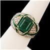 Image 1 : 3.04 ctw Emerald and 1.38 ctw Diamond 18K Yellow Gold Ring with Green Enamel Inl