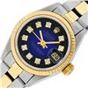 Image 2 : Rolex Ladies Quickset Two Tone Blue Vignette Diamond Oyster Band Datejust Wristw