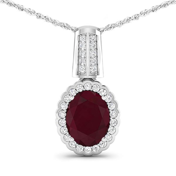 14KT White Gold 2.3ctw Ruby and Diamond Pendant