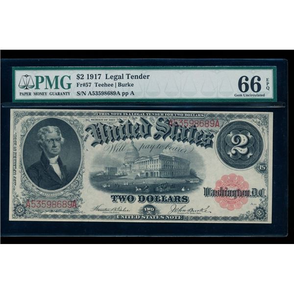 1917 $2 Legal Tender Note PMG 66EPQ