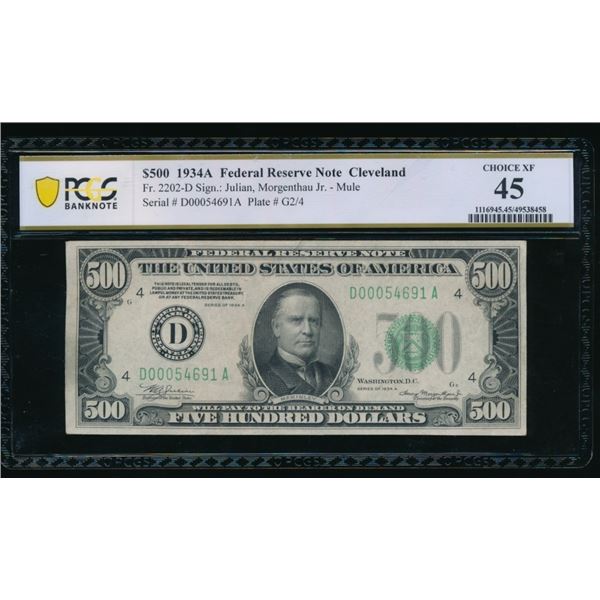 1934A $500 Cleveland FRN PCGS 45