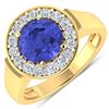 Image 1 : 14KT Yellow Gold 2.02ct Tanzanite and Diamond Ring
