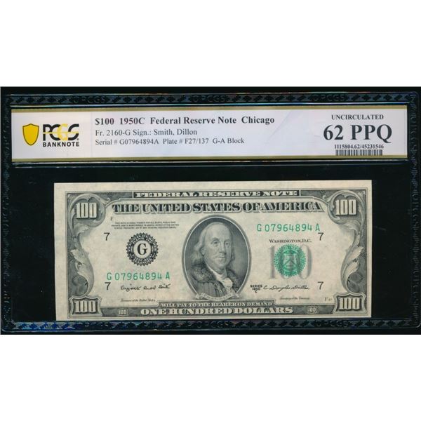 1950C $100 Chicago FRN PCGS 62PPQ