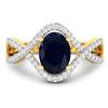 Image 3 : 14KT Yellow Gold 1.3ctw Blue Sapphire and Diamond Ring