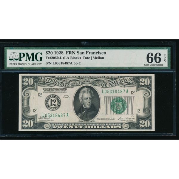1928 $20 San Francisco FRN PMG 66EPQ