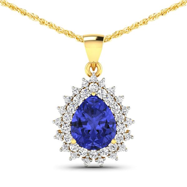 14KT Yellow Gold 3.25ctw Tanzanite and Diamond Pendant