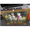 Image 2 : Framed Oil On Canvas Girls w/Dog - 24 X 36