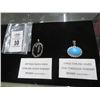 Image 1 : Large Sterling Set Black Onyx/Turquoise Pendants - 2