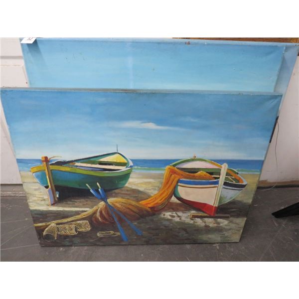 Unframed Boats On Beach Wall Art - 3