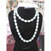 Image 1 : Jade Agate Sterling Clasp 36" Necklace