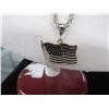 Image 3 : Sterling Silver Rope Chain 20" , US Flag Pendant - 16g