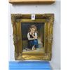 Image 1 : Framed Oil On Board Girl w/Homework - 15 X 20