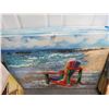 Image 1 : Unframed Oil On Canvas Beach Scene - 4
