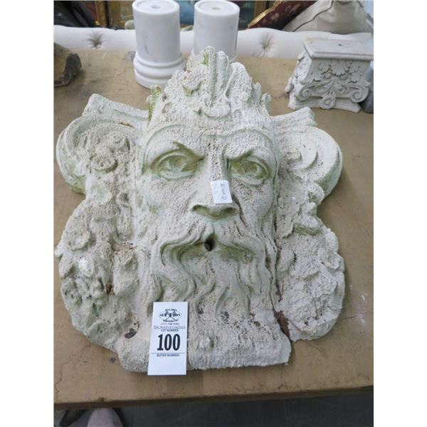 Concrete Cast Greek Face Wall Sconce