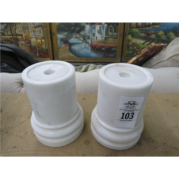 Marble Candlestands - Pair