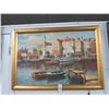 Image 1 : Framed Oil On Canvas Med Marina - 24 X 36