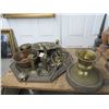 Image 1 : Brass and Copper Spitoon, Charger, Candlestands, Turtle, Décor