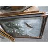 Image 1 : Framed Oil On Canvas Eagle Flying Through Forest - 24 X 36