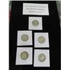 Image 1 : 5 Silver 1964 D Washington Quarters