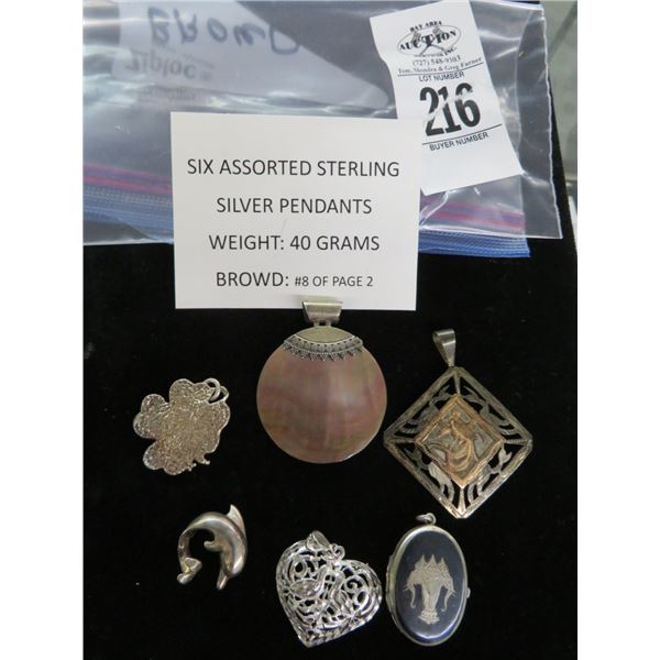 Sterling Silver Pendants - 6 - 40g
