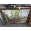 Image 1 : Framed Oil On Canvas Country Barn Scene - 40 X 48