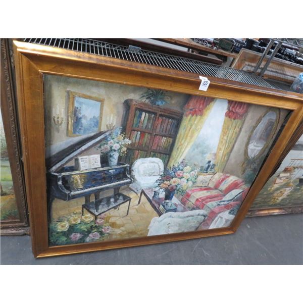 Framed Oil On Canvas Music Room - 40 X 48