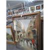 Image 1 : Framed Oil On Canvas Street Scene - 40 X 48 - Needs Reset