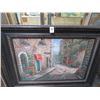 Image 1 : Framed Oil On Canvas Cobblestone Street Scene - 30 X 36