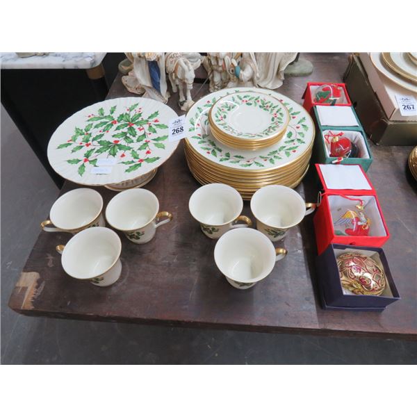 Lenox Christmas Dishes, Footed Platter, Mugs, Ornaments