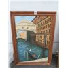 Image 1 : Framed Oil On Canvas Venice Canal Scenes - 2
