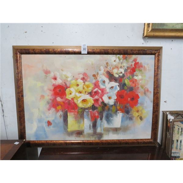 Framed Oil On Canvas Floral Wall Art - 24 X 36