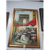 Image 1 : Framed Oil On Canvas Louvre Café Street Scene - 24 X 36