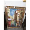 Image 1 : Framed Oil On Canvas Venice Canal Scene - 24 X 36 - Frame Damaged