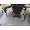 Image 3 : Scalloped Glasstop Round Leaf Motif Dining Set w/4 Chairs & Corner Wine