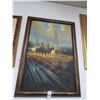 Image 1 : Framed Oil On Canvas Cowboy Scene - 30 X 40