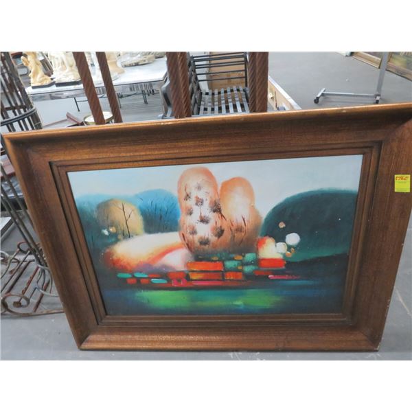 Framed Oil On Canvas Abstract - 30 X 40